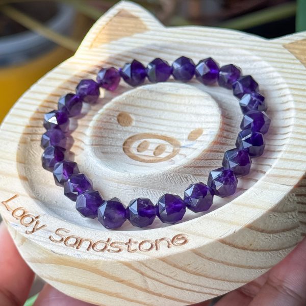 Faceted Amethyst Bracelet 7mm