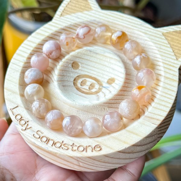 Flower (Sakura) Agate Bracelet 10.5mm