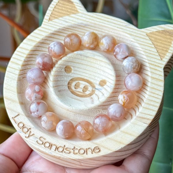 Flower (Sakura) Agate Bracelet 10.5mm - Image 4