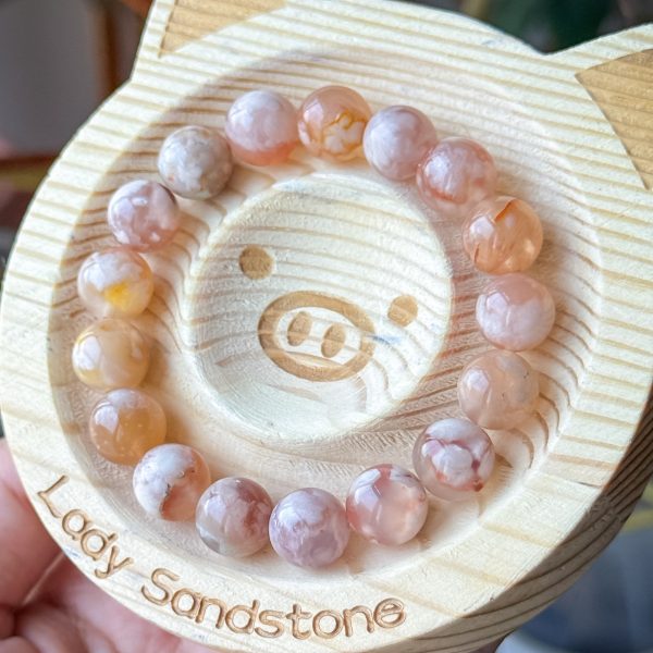 Flower (Sakura) Agate Bracelet 10.5mm