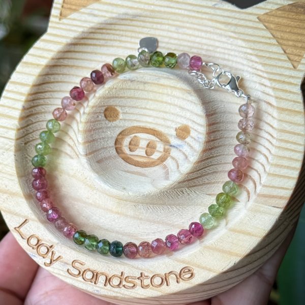 Rainbow Tourmaline Bracelet 4.5mm Faceted Rondelles