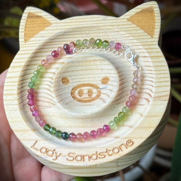 Rainbow Tourmaline Bracelet 4.5mm Faceted Rondelles - Image 3