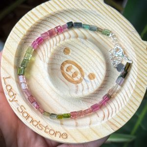 Rainbow Tourmaline Bracelet 4.5mm Cube Beads