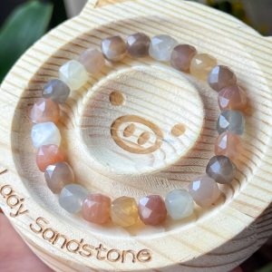 Colorful Moonstone Faceted Cube 8mm