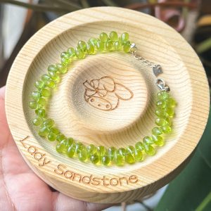 Peridot Faceted Teardop Beads Bracelet with S925 lock