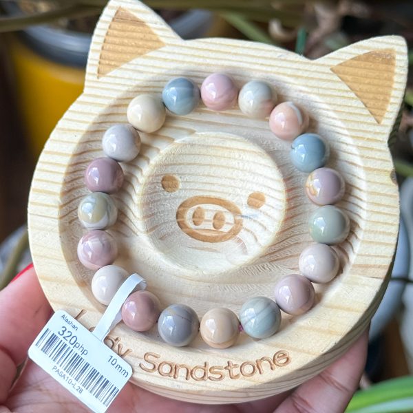 Pastel Multicolour with Caramel Patterns Alashan Agate Bracelet - Image 2
