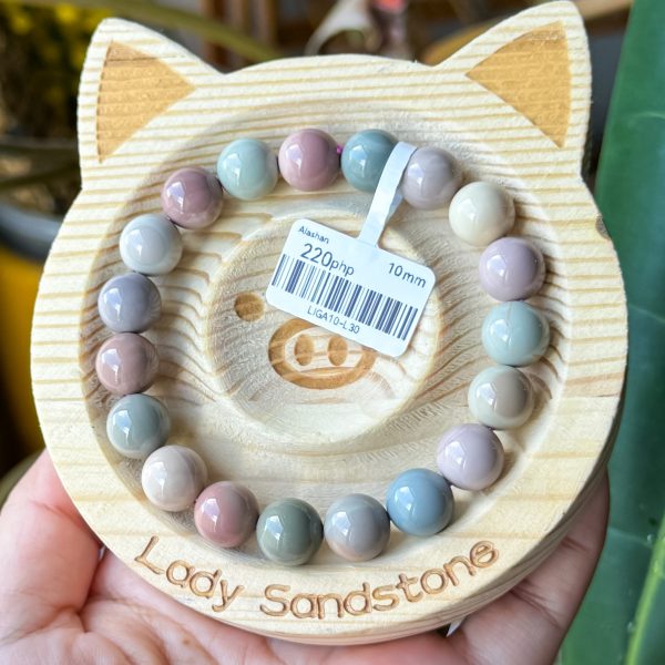 Light Multicolour Alashan Agate Bracelet 10mm - Image 2