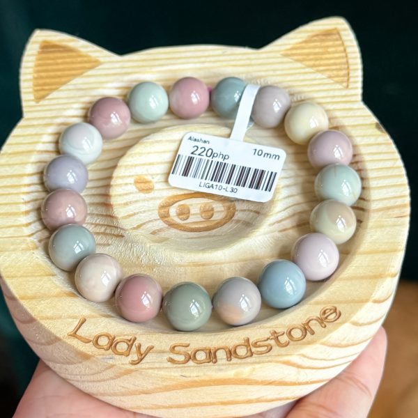 Light Multicolour Alashan Agate Bracelet 10mm - Image 3