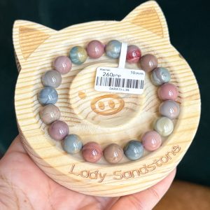 Dark Multicolour with Patterns Alashan Agate Bracelet 10mm