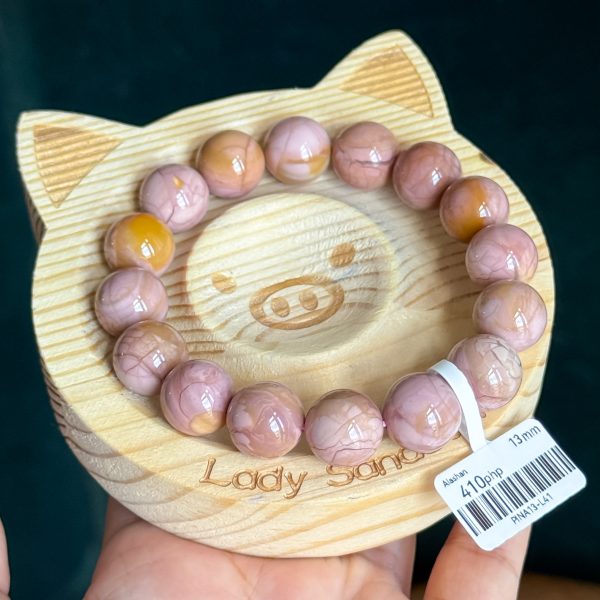 Pink Mango Alashan Agate Bracelet 13mm - Image 4