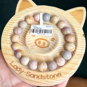 Pink Multicolour with Caramel Alashan Agate Bracelet 10mm