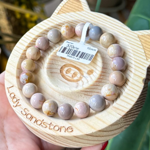 Pink Multicolour with Caramel Alashan Agate Bracelet 10mm - Image 2