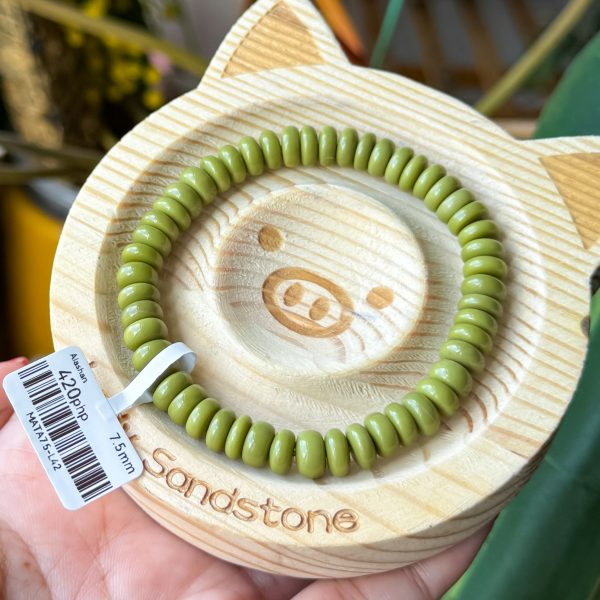 Matcha Abacus Alashan Agate Bracelet - Image 2