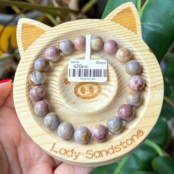 Oil Painting with Caramel Alashan Agate Bracelet - Image 3