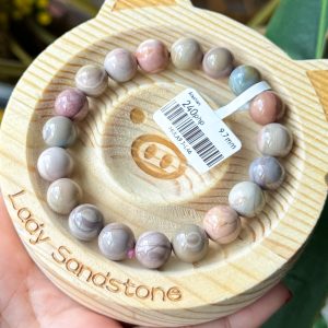 Multicolour with Line Patterns Alashan Agate Bracelet