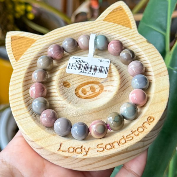 Dark Multicolour Oil Painting Alashan Agate Bracelet - Image 2