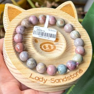 Dark Multicolour Cracked Pattern Alashan Agate Bracelet