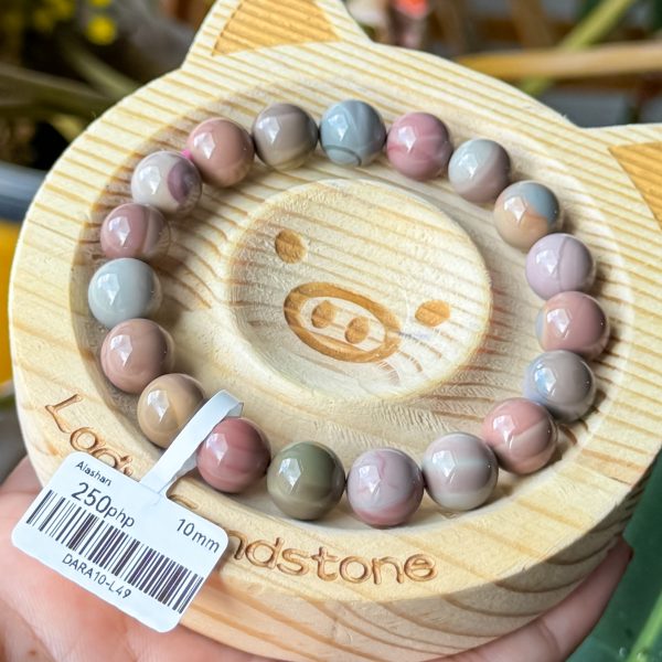 Dark Multicolour with Line Patterns Alashan Agate - Image 2