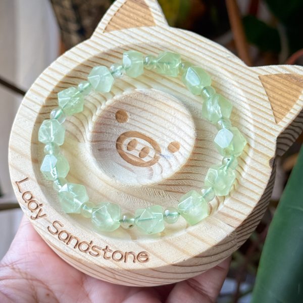 Prehnite Faceted Freeform Bracelet 9mm - Image 2