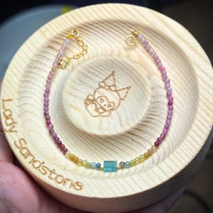 Multicolour tourmaline with blue charm 2mm