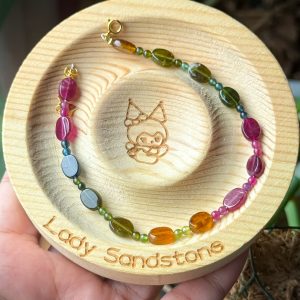 Multicolour tourmaline Oval beads S925 lock