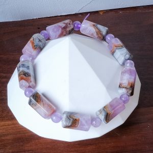 Amethyst with Agate Barrel Mix Bracelet