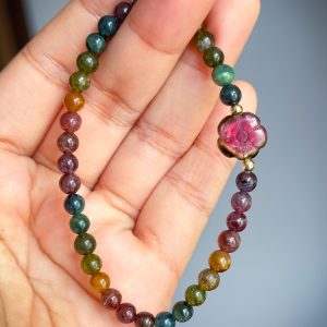 Watermelon Flower and Old Mined Rainbow Tourmaline