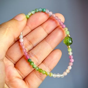 Green Flower Tourmaline with Pastel Pink and Green 3.8mm