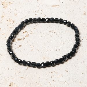 Black Tourmaline Faceted Cube Bracelet 4.2mm