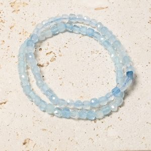 Aquamarine Faceted Cube Bracelet 4.2mm
