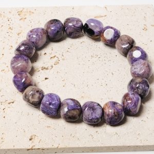 Charoite Rounded Cubes Bracelet 11mm