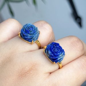 Lapis Lazuli Peony Carving Gold-plated S925 Ring