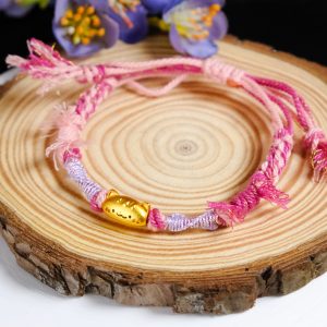 Pink Paws: Handwoven Cat Charm Bracelet