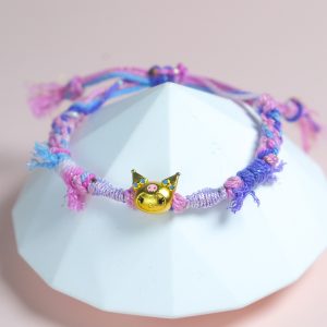 Twilight Mischief: Handwoven Kuromi Charm Bracelet