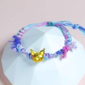 Sky Punk: Handwoven Kuromi Charm Bracelet