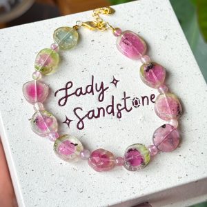 Watermelon Tourmaline Slice Bracelet