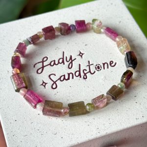 Watermelon Tourmaline Raw Freeform Mix Bracelet