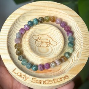 Lotus Carving Tourmaline Bracelet 6.6mm