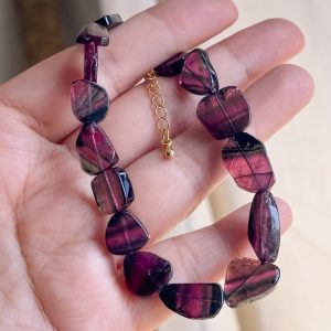 Bicolor Tourmaline Freeform Flat Nugget Bracelet