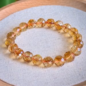 Faceted Round Citrine Bracelet 9.6mm