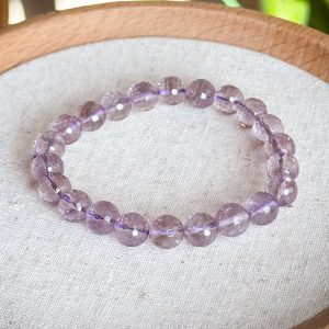 Faceted Round Amethyst Bracelet 8mm