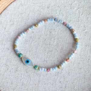 Mother of Pearl Evil Eye with Czech Beads Bracelet