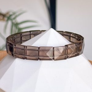 Smokey Quartz Faceted Soft Bangle Square