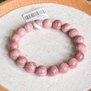 Pink Cracked Pattern Alashan Agate Bracelet