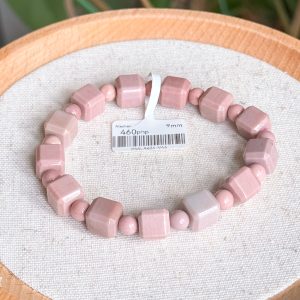 Cube Mix Pink Alashan Agate Bracelet