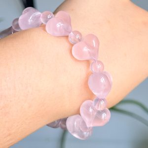 Rose Quartz Heart Bracelet 17mm