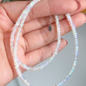 White Opal Abacus 3-3.8mm Necklace
