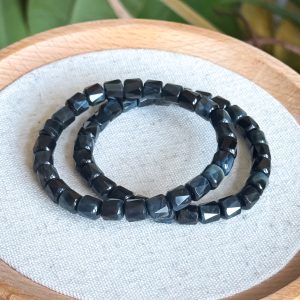 Faceted Barrels Blue Tiger's Eye Bracelet 7mm