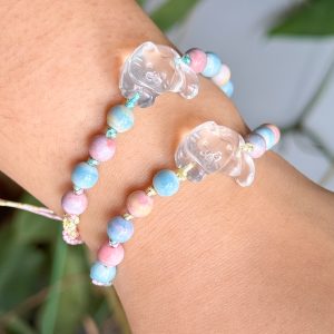 Clear Quartz Cat Charm Bracelet
