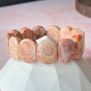 Coral Jade Light Pink Yellow Soft Bangle